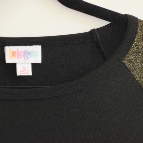 LulaRoe Julia Dress Black with Gold Sleeves - Sz S - Picture 3 of 8